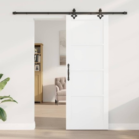 Porte Coulissante avec Ensemble Quincaillerie 'ORKDAL'Bois Solide Blanc de Pin 