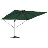 Parasol déporté Roma avec LEDs - Vert, 286 x 285 x 270 cm en aluminium 