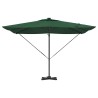 Parasol déporté Roma avec LEDs - Vert, 286 x 285 x 270 cm en aluminium 