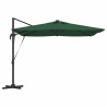 Parasol déporté Roma avec LEDs - Vert, 286 x 285 x 270 cm en aluminium 