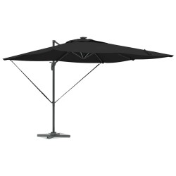 Parasol déporté Roma avec LEDs - Noir, 286 x 285 x 270 cm, en aluminium 