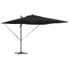 Parasol déporté Roma avec LEDs - Noir, 286 x 285 x 270 cm, en aluminium 