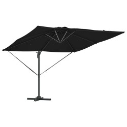 Parasol déporté Roma avec LEDs - Noir, 286 x 285 x 270 cm, en aluminium 