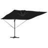 Parasol déporté Roma avec LEDs - Noir, 286 x 285 x 270 cm, en aluminium 
