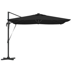 Parasol déporté Roma avec LEDs - Noir, 286 x 285 x 270 cm, en aluminium 