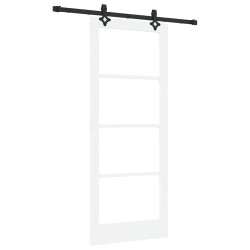 Porte coulissante avec matériel blanche 83x202 cm en bois massif de pin 
