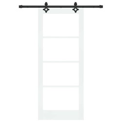 Porte coulissante avec matériel blanche 83x202 cm en bois massif de pin 