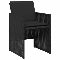 Set de salle à manger de jardin 5 pièces avec coussins en poly rotin noir 