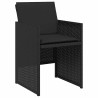 Set de salle à manger de jardin 5 pièces avec coussins en poly rotin noir 