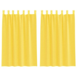 Rideaux en voile avec passe-tringles 2 pcs jaune 