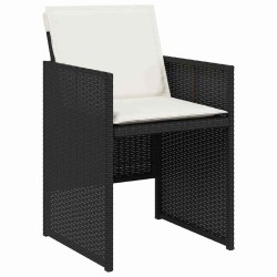 Set de jardin 5 pièces avec des coussins en rattan synthétique noir 