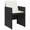 Set de jardin 5 pièces avec des coussins en rattan synthétique noir 