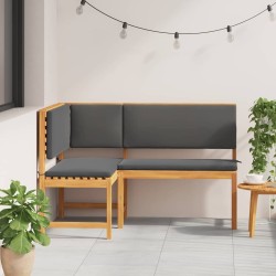 Banc d'angle de jardin avec coussins 140x100x91 cm en bois massif d'acacia 
