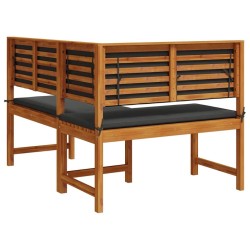 Banc d'angle de jardin avec coussins 140x100x91 cm en bois massif d'acacia 