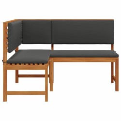Banc d'angle de jardin avec coussins 140x100x91 cm en bois massif d'acacia 