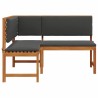 Banc d'angle de jardin avec coussins 140x100x91 cm en bois massif d'acacia 