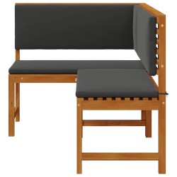 Banc d'angle de jardin avec coussins 140x100x91 cm en bois massif d'acacia 