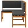 Banc d'angle de jardin avec coussins 140x100x91 cm en bois massif d'acacia 