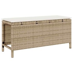 Ensemble de salle à manger de jardin 3 pièces avec coussins beige poly rattan et acacia 