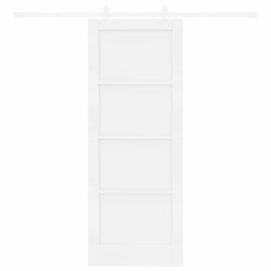 Porte coulissante avec ensemble de quincaillerie blanche 78x202 cm en pin massif 