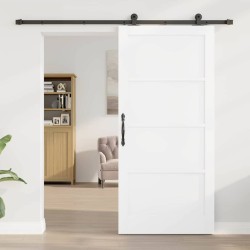 Porte coulissante avec kit de matériel 'ORKDAL'blanche en bois massif de pin 