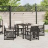 Ensemble salle à manger jardin 5 pièces avec coussins poly rotin noir 