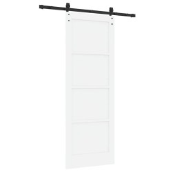 Porte coulissante avec quincaillerie blanche 78x211 cm en bois massif de pin 