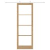 Porte coulissante avec kit de quincaillerie 'ORKDAL'en bois massif et verre 