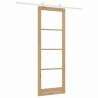 Porte coulissante avec kit de quincaillerie 'ORKDAL'en bois massif et verre 