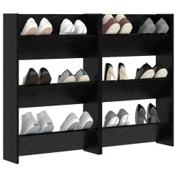 Cabinets à chaussures muraux 2 pcs Chêne noir 60 x 18 x 60 cm 
