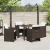 Ensemble de jardin 5 pièces avec coussins en poly rotin marron 