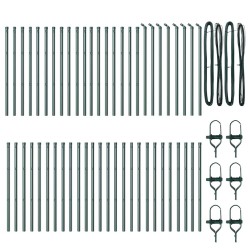 Poteaux de Clôture 52 pcs Verts Ø32 mm 100 cm en Acier Galvanisé 