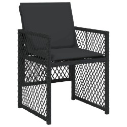 Ensemble de salle à manger de jardin de 5 pièces avec coussins noir en poly rattan 