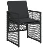 Ensemble de salle à manger de jardin de 5 pièces avec coussins noir en poly rattan 