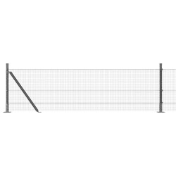 Clôture en Treillis Soudé avec 13 Poteaux Flangés Gris 0.6x50 m Acier 