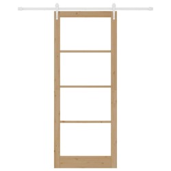 Porte Coulissante avec Kit Matériel 93x232 cm Bois Massif Pin 