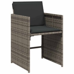 Ensemble de salle à manger de jardin 5 pièces avec coussins en rattan poly gris 
