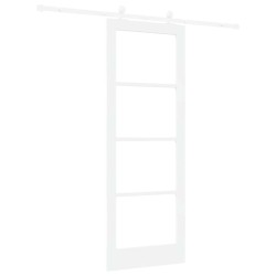 Porte coulissante avec set de quincaillerie 'ORKDAL'en bois massif et verre blanc 