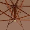 Parasol de jardin en porte-à-faux avec mât en bois taupe 