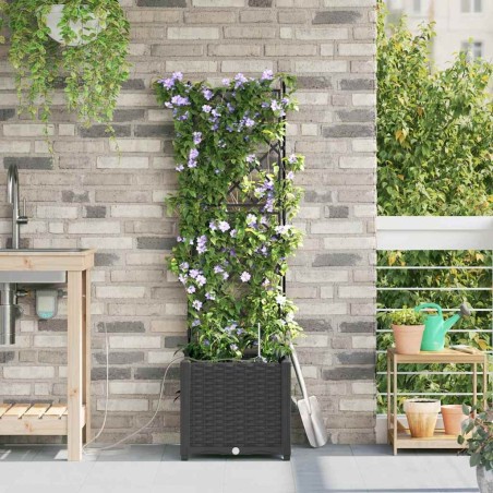 Jardinières de jardin 1 pc Noir 40 x 40 x 142 cm Plastique 