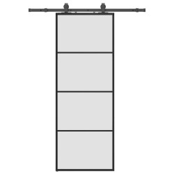 Porte coulissante kit de quincaillerie noir 76x205 cm verre ESG 