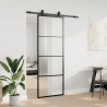 Porte coulissante kit de quincaillerie noir 76x205 cm verre ESG 