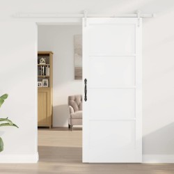 Porte coulissante avec kit de matériel blanc 83x202 cm en bois massif de pin 