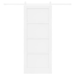 Porte coulissante avec kit de matériel blanc 83x202 cm en bois massif de pin 