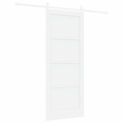 Porte coulissante avec kit de matériel blanc 83x202 cm en bois massif de pin 