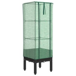 Jardinière surélevée avec housse aspect rotin 40x40x140 cm 