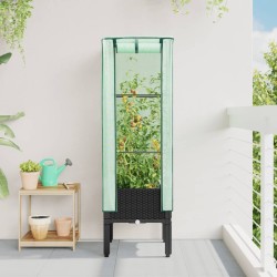 Jardinière surélevée avec housse aspect rotin 40x40x140 cm 