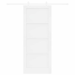 Porte Coulissante avec Ensemble de Quincaillerie Blanche 83x202 cm Bois de Pin Massif 