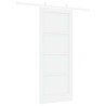 Porte Coulissante avec Ensemble de Quincaillerie Blanche 83x202 cm Bois de Pin Massif 