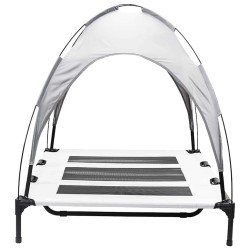 Lit pour chien surélevé avec toit amovible gris argenté XL acier 